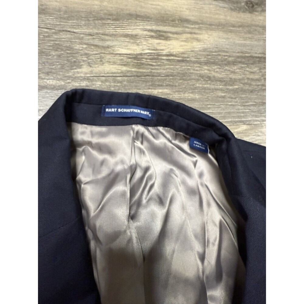 Vintage Hart Schaffner Marx Sport Coat 39 R Navy Blue Gold Buttons Blazer - Picture 2 of 5